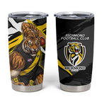 Richmond Football Club Tumbler Cup Tigers Muscular Mascot Graphic - Abstract Paint Splatter Art