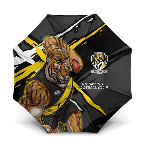 Richmond Football Club Umbrella Tigers Muscular Mascot Graphic - Abstract Paint Splatter Art