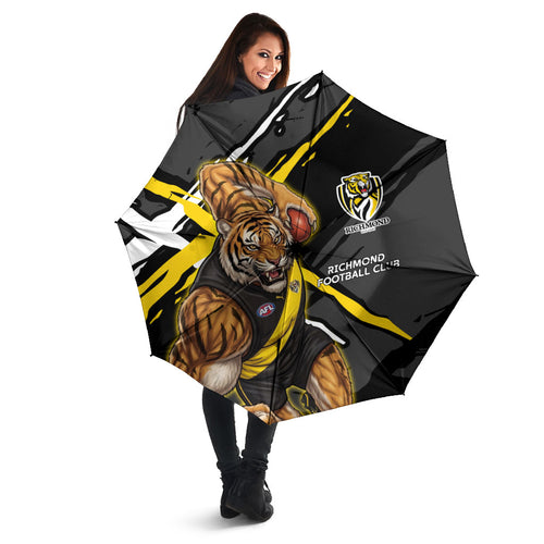Richmond Football Club Umbrella Tigers Muscular Mascot Graphic - Abstract Paint Splatter Art