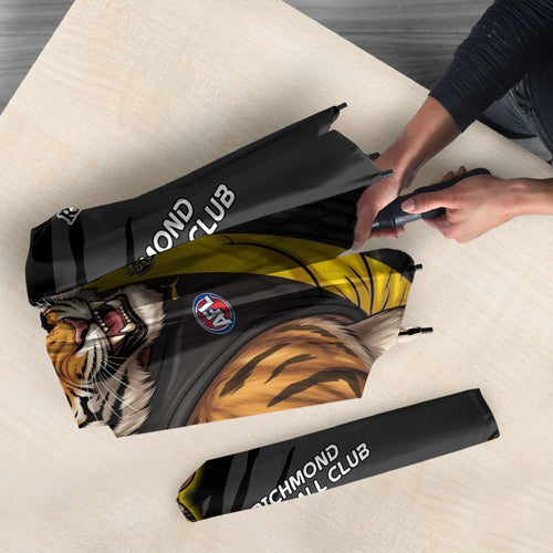 Richmond Football Club Umbrella Tigers Muscular Mascot Graphic - Abstract Paint Splatter Art