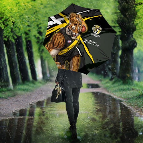 Richmond Football Club Umbrella Tigers Muscular Mascot Graphic - Abstract Paint Splatter Art
