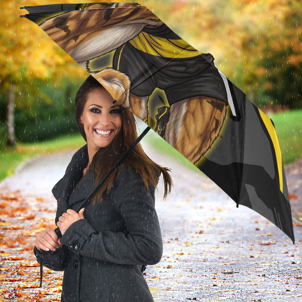 Richmond Football Club Umbrella Tigers Muscular Mascot Graphic - Abstract Paint Splatter Art