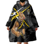 Richmond Football Club Wearable Blanket Hoodie Tigers Muscular Mascot Graphic - Abstract Paint Splatter Art