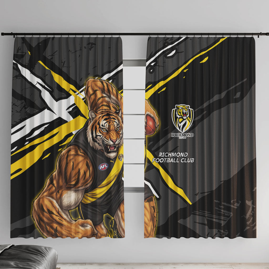 Richmond Football Club Window Curtain Tigers Muscular Mascot Graphic - Abstract Paint Splatter Art