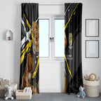 Richmond Football Club Window Curtain Tigers Muscular Mascot Graphic - Abstract Paint Splatter Art