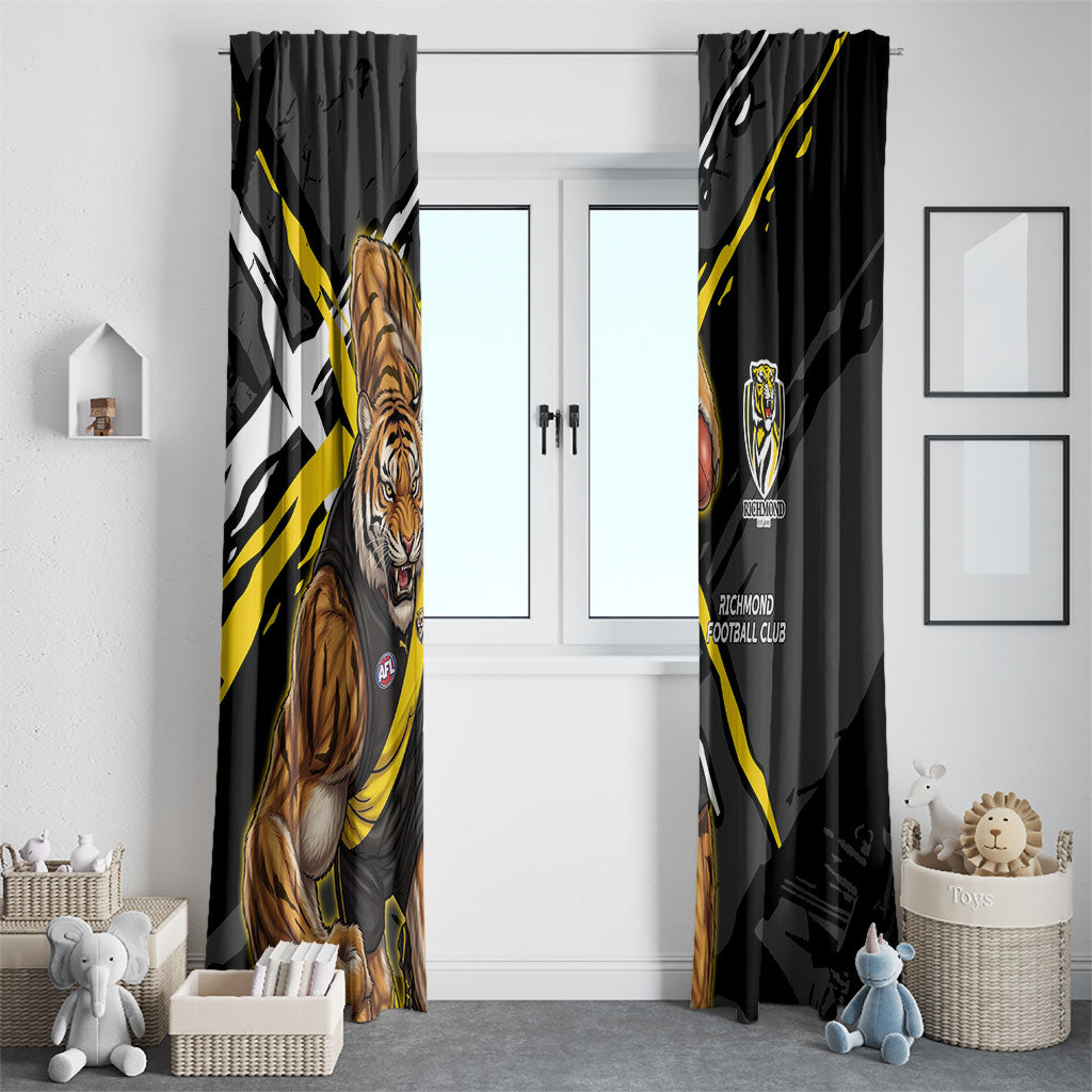 Richmond Football Club Window Curtain Tigers Muscular Mascot Graphic - Abstract Paint Splatter Art