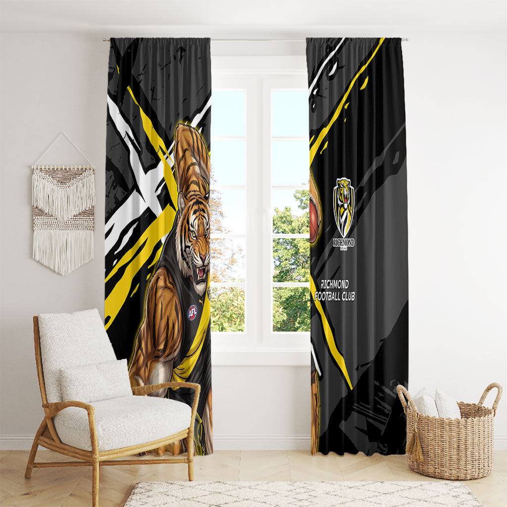 Richmond Football Club Window Curtain Tigers Muscular Mascot Graphic - Abstract Paint Splatter Art