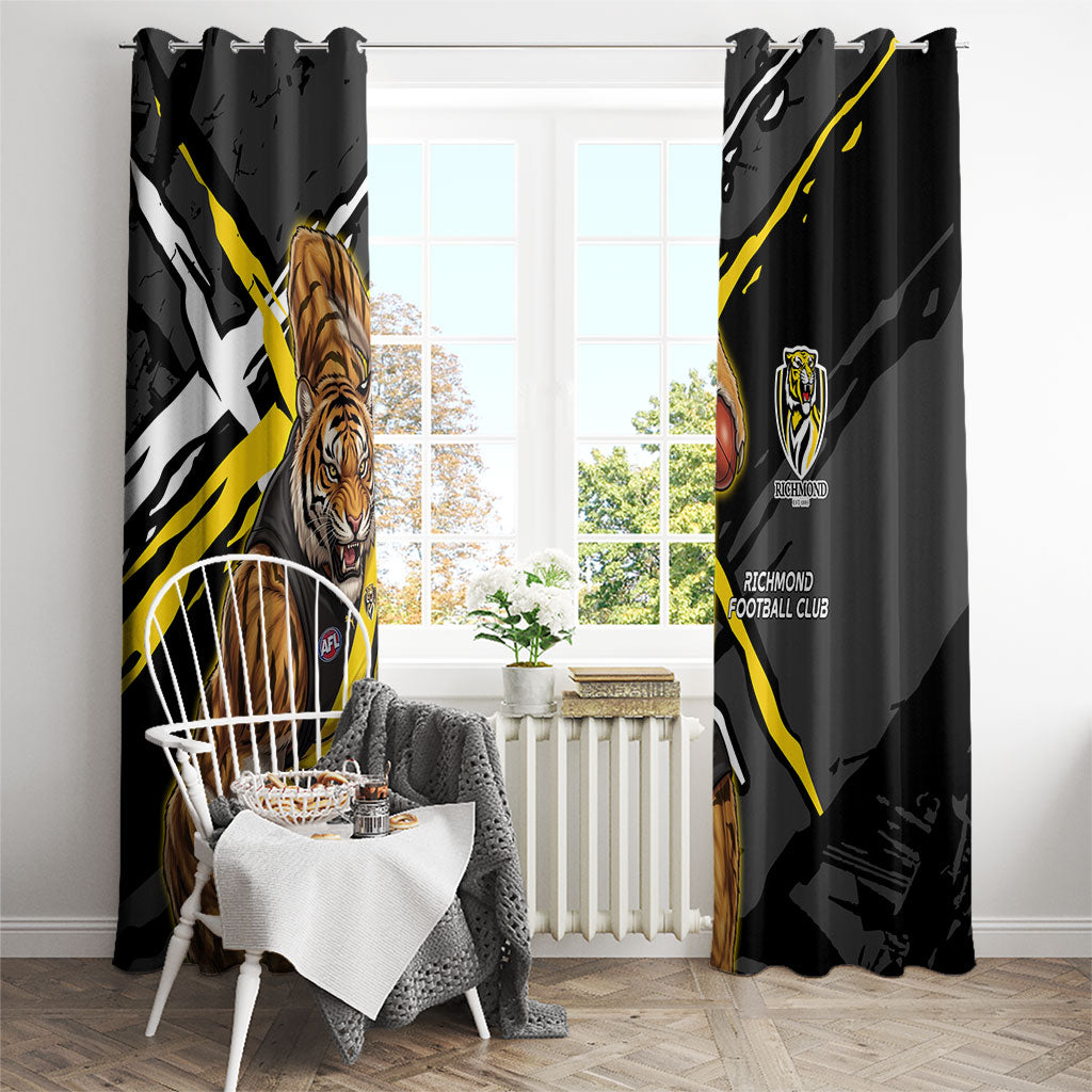Richmond Football Club Window Curtain Tigers Muscular Mascot Graphic - Abstract Paint Splatter Art