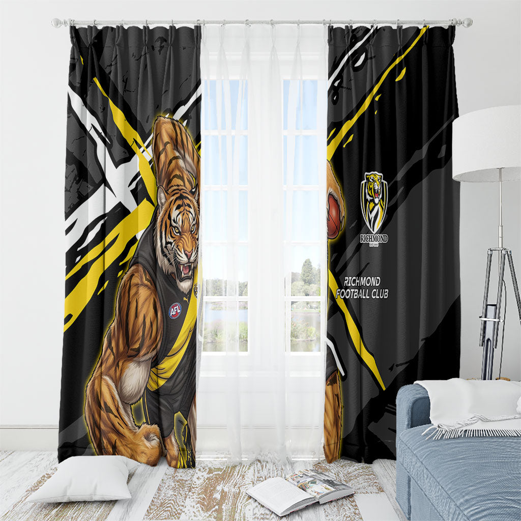 Richmond Football Club Window Curtain Tigers Muscular Mascot Graphic - Abstract Paint Splatter Art