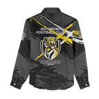 Richmond Football Club Women Casual Shirt Tigers Muscular Mascot Graphic - Abstract Paint Splatter Art