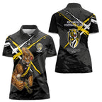 Richmond Football Club Women Polo Shirt Tigers Muscular Mascot Graphic - Abstract Paint Splatter Art
