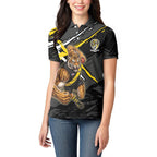 Richmond Football Club Women Polo Shirt Tigers Muscular Mascot Graphic - Abstract Paint Splatter Art