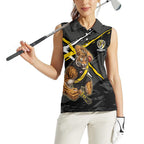 Richmond Football Club Women Sleeveless Polo Shirt Tigers Muscular Mascot Graphic - Abstract Paint Splatter Art