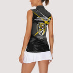 Richmond Football Club Women Sleeveless Polo Shirt Tigers Muscular Mascot Graphic - Abstract Paint Splatter Art