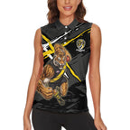 Richmond Football Club Women Sleeveless Polo Shirt Tigers Muscular Mascot Graphic - Abstract Paint Splatter Art
