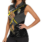 Richmond Football Club Women Sleeveless Polo Shirt Tigers Muscular Mascot Graphic - Abstract Paint Splatter Art