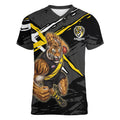 Richmond Football Club Women V-Neck T-Shirt Tigers Muscular Mascot Graphic - Abstract Paint Splatter Art