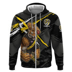 Richmond Football Club Zip Hoodie Tigers Muscular Mascot Graphic - Abstract Paint Splatter Art