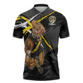 Richmond Football Club Zipper Polo Shirt Tigers Muscular Mascot Graphic - Abstract Paint Splatter Art