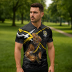 Richmond Football Club Zipper Polo Shirt Tigers Muscular Mascot Graphic - Abstract Paint Splatter Art