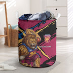 Brisbane Lions Laundry Basket Lions Muscular Mascot Graphic - Abstract Paint Splatter Art