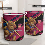 Brisbane Lions Laundry Basket Lions Muscular Mascot Graphic - Abstract Paint Splatter Art