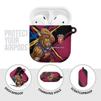 Brisbane Lions AirPods Case Lions Muscular Mascot Graphic - Abstract Paint Splatter Art