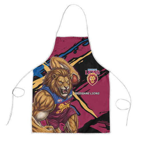 Brisbane Lions Apron Lions Muscular Mascot Graphic - Abstract Paint Splatter Art