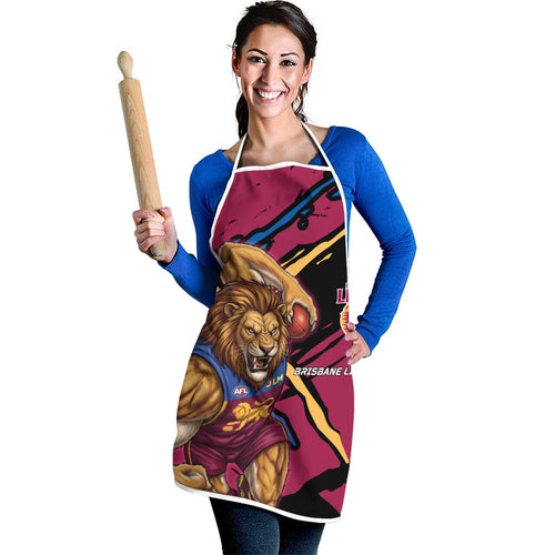 Brisbane Lions Apron Lions Muscular Mascot Graphic - Abstract Paint Splatter Art