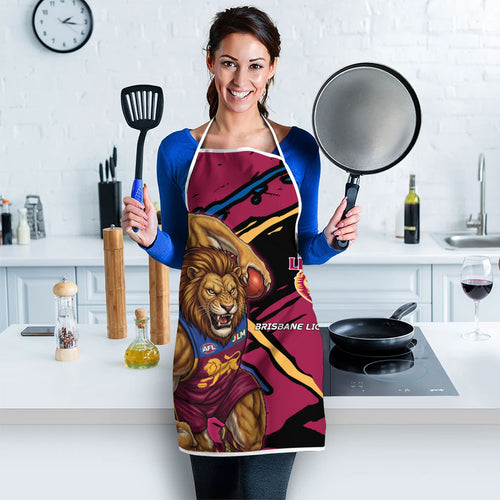 Brisbane Lions Apron Lions Muscular Mascot Graphic - Abstract Paint Splatter Art