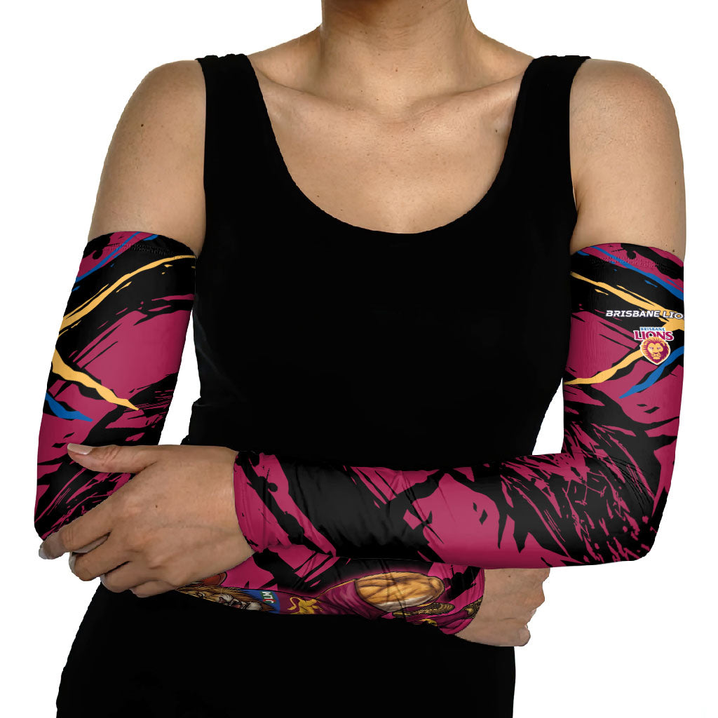 Brisbane Lions Arm Sleeves Lions Muscular Mascot Graphic - Abstract Paint Splatter Art
