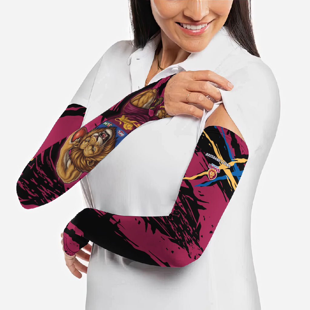 Brisbane Lions Arm Sleeves Lions Muscular Mascot Graphic - Abstract Paint Splatter Art