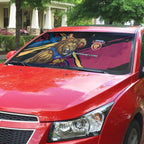 Brisbane Lions Auto Sun Shade Lions Muscular Mascot Graphic - Abstract Paint Splatter Art