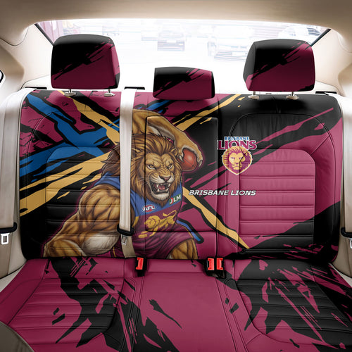 Brisbane Lions Back Car Seat Cover Lions Muscular Mascot Graphic - Abstract Paint Splatter Art