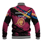 Brisbane Lions Baseball Jacket Lions Muscular Mascot Graphic - Abstract Paint Splatter Art