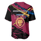 Brisbane Lions Baseball Jersey Lions Muscular Mascot Graphic - Abstract Paint Splatter Art