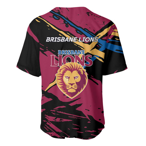 Brisbane Lions Baseball Jersey Lions Muscular Mascot Graphic - Abstract Paint Splatter Art