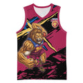 Brisbane Lions Basketball Jersey Lions Muscular Mascot Graphic - Abstract Paint Splatter Art