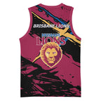 Brisbane Lions Basketball Jersey Lions Muscular Mascot Graphic - Abstract Paint Splatter Art