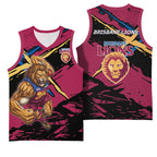 Brisbane Lions Basketball Jersey Lions Muscular Mascot Graphic - Abstract Paint Splatter Art