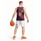 Brisbane Lions Basketball Jersey Lions Muscular Mascot Graphic - Abstract Paint Splatter Art