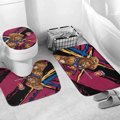 Brisbane Lions Bathroom Set Lions Muscular Mascot Graphic - Abstract Paint Splatter Art