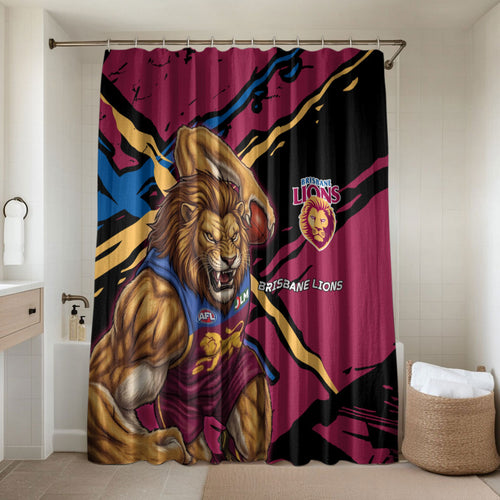 Brisbane Lions Bathroom Set Lions Muscular Mascot Graphic - Abstract Paint Splatter Art