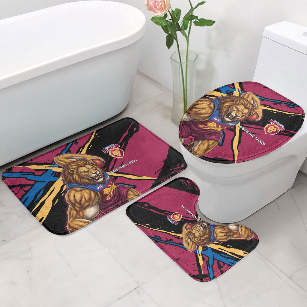 Brisbane Lions Bathroom Set Lions Muscular Mascot Graphic - Abstract Paint Splatter Art