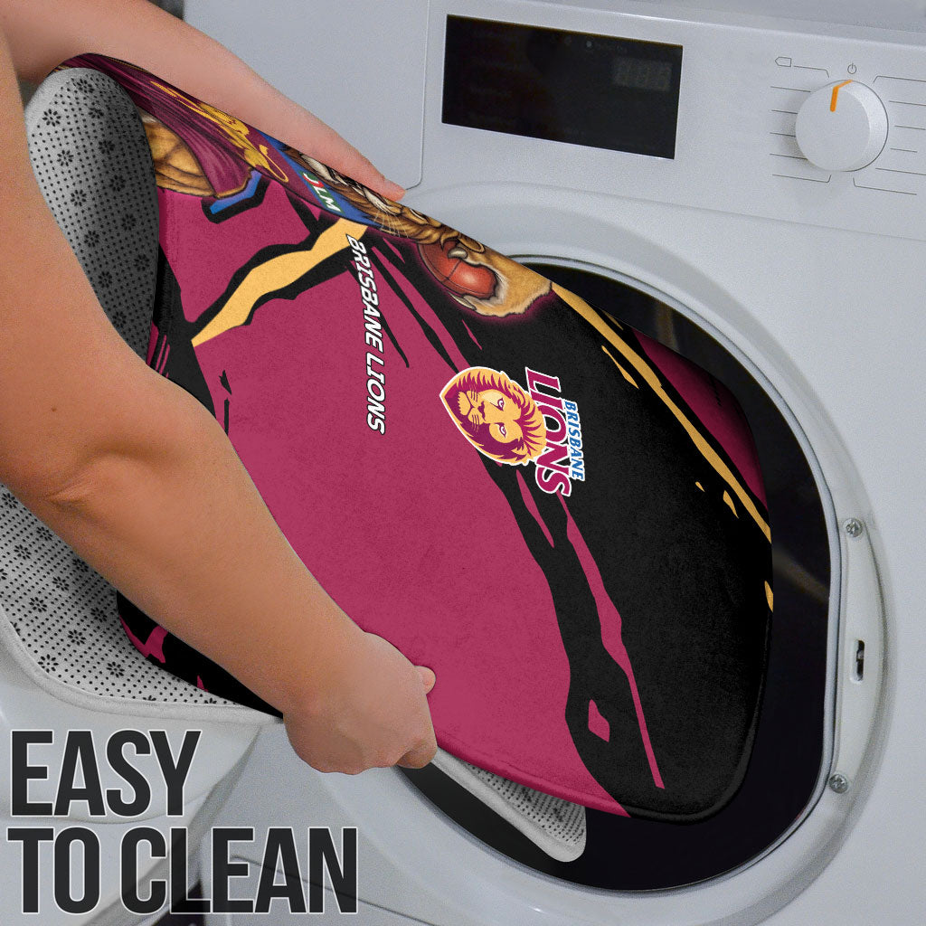 Brisbane Lions Bathroom Set Lions Muscular Mascot Graphic - Abstract Paint Splatter Art