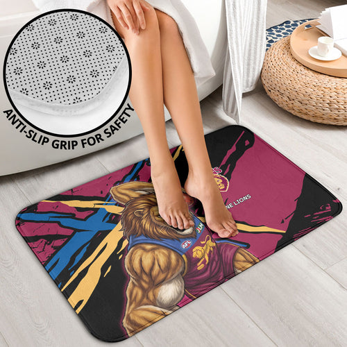 Brisbane Lions Bathroom Set Lions Muscular Mascot Graphic - Abstract Paint Splatter Art