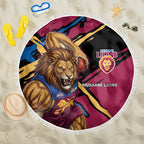 Brisbane Lions Beach Blanket Lions Muscular Mascot Graphic - Abstract Paint Splatter Art