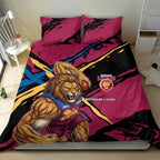 Brisbane Lions Bedding Set Lions Muscular Mascot Graphic - Abstract Paint Splatter Art