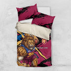 Brisbane Lions Bedding Set Lions Muscular Mascot Graphic - Abstract Paint Splatter Art