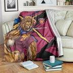 Brisbane Lions Blanket Lions Muscular Mascot Graphic - Abstract Paint Splatter Art